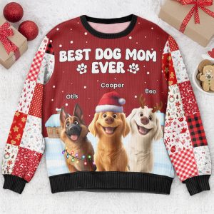 Best Dog Mom Dog Dad Ever - Personalized Ugly Sweater