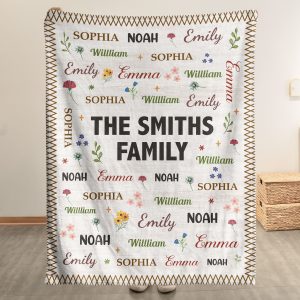 Family Name Word Christmas Theme - Personalized Blanket Big Size