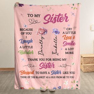 Thank You For Being My Sister, Friend, For Her, Birth Flower - Personalized Blanket Big Size