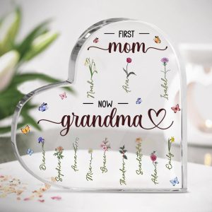 First Mom Now Grandma - Personalized Acrylic Plaque - Gift For Mom