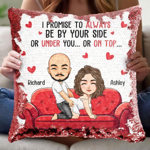 I Promise To Always Be By Your Side - Custom Sequin Pillow